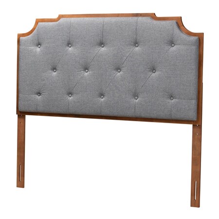 Baxton Studio Fortuna Classic and Traditional Grey Fabric and Walnut Brown Finished Wood Queen Size Headboard 237-12654-ZORO